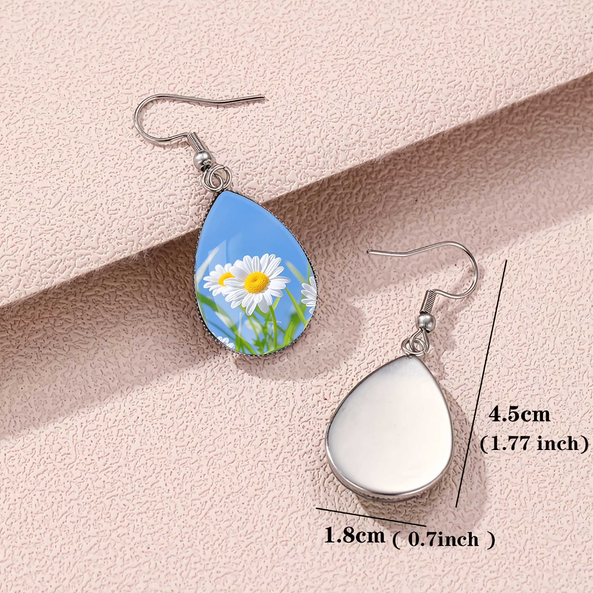 Pure White Petal Pattern Stainless Steel Water Drop Earrings